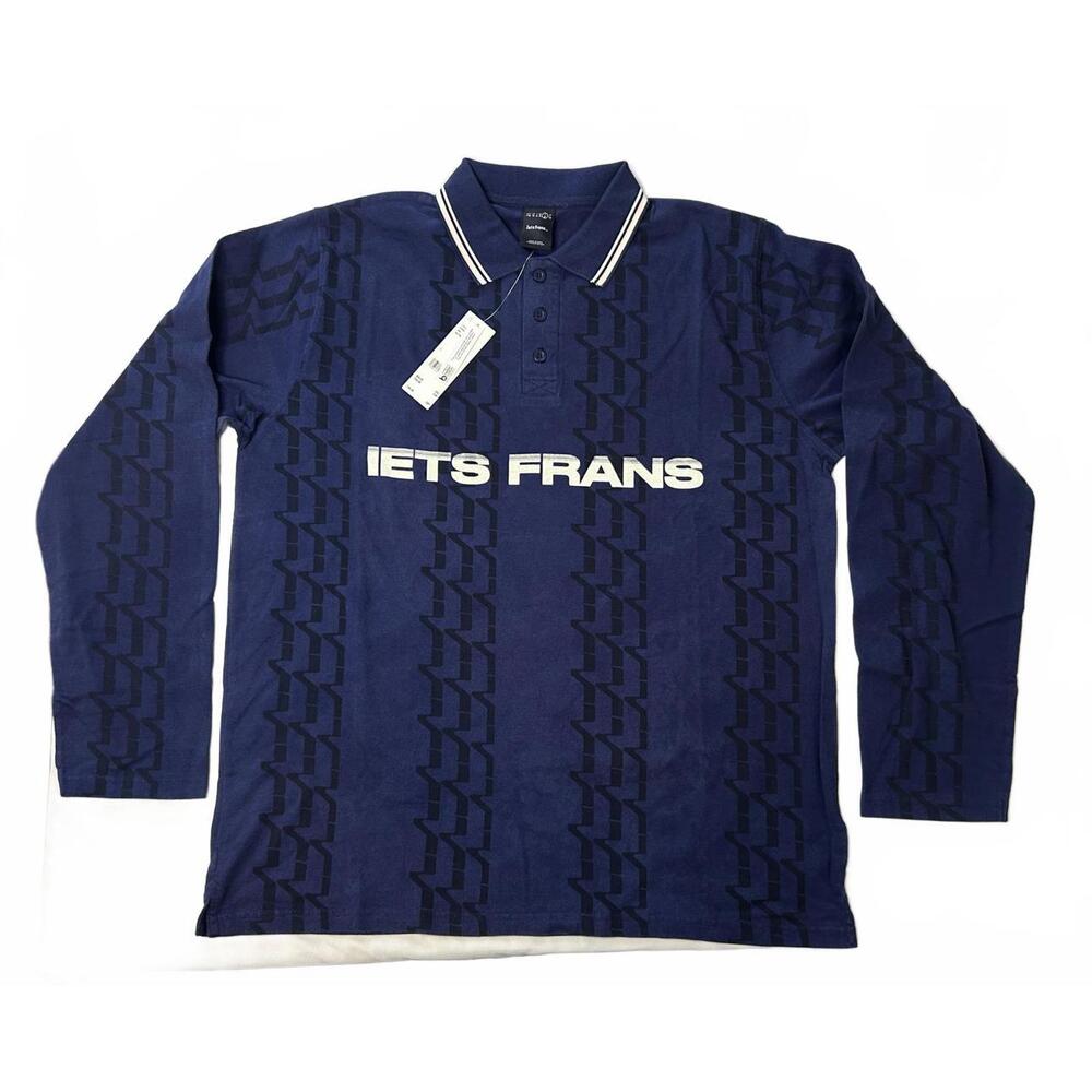 Iets Frans Navy Blue Long Sleeve Polo Shirt Mens XL NWT